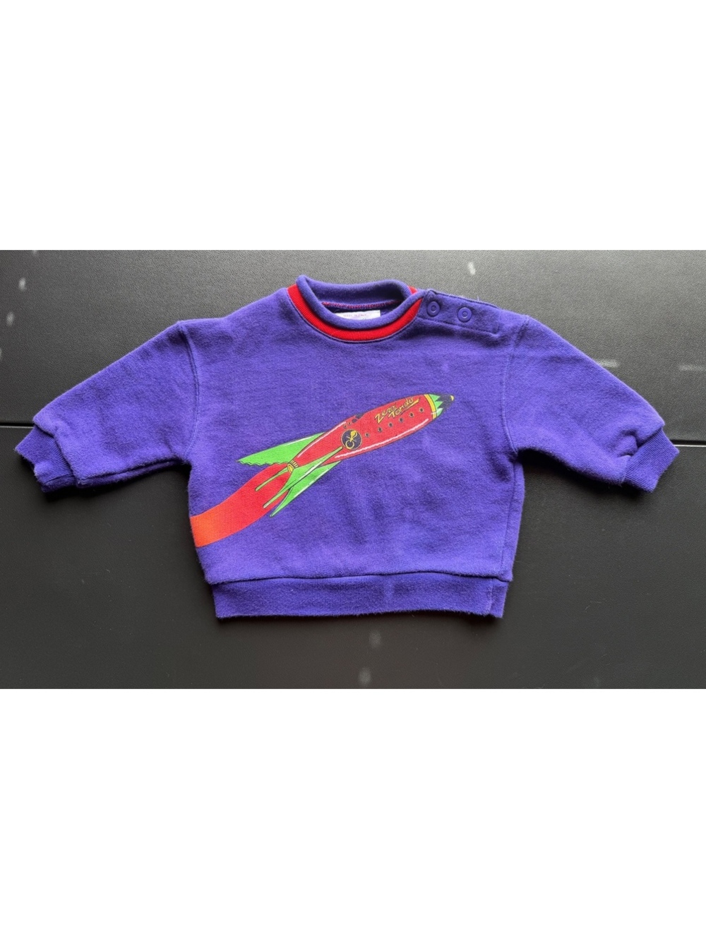 Vintage 90s Zerotondo Benetton Baby 6-9M Rocket Space Sweatshirt Italy HTF